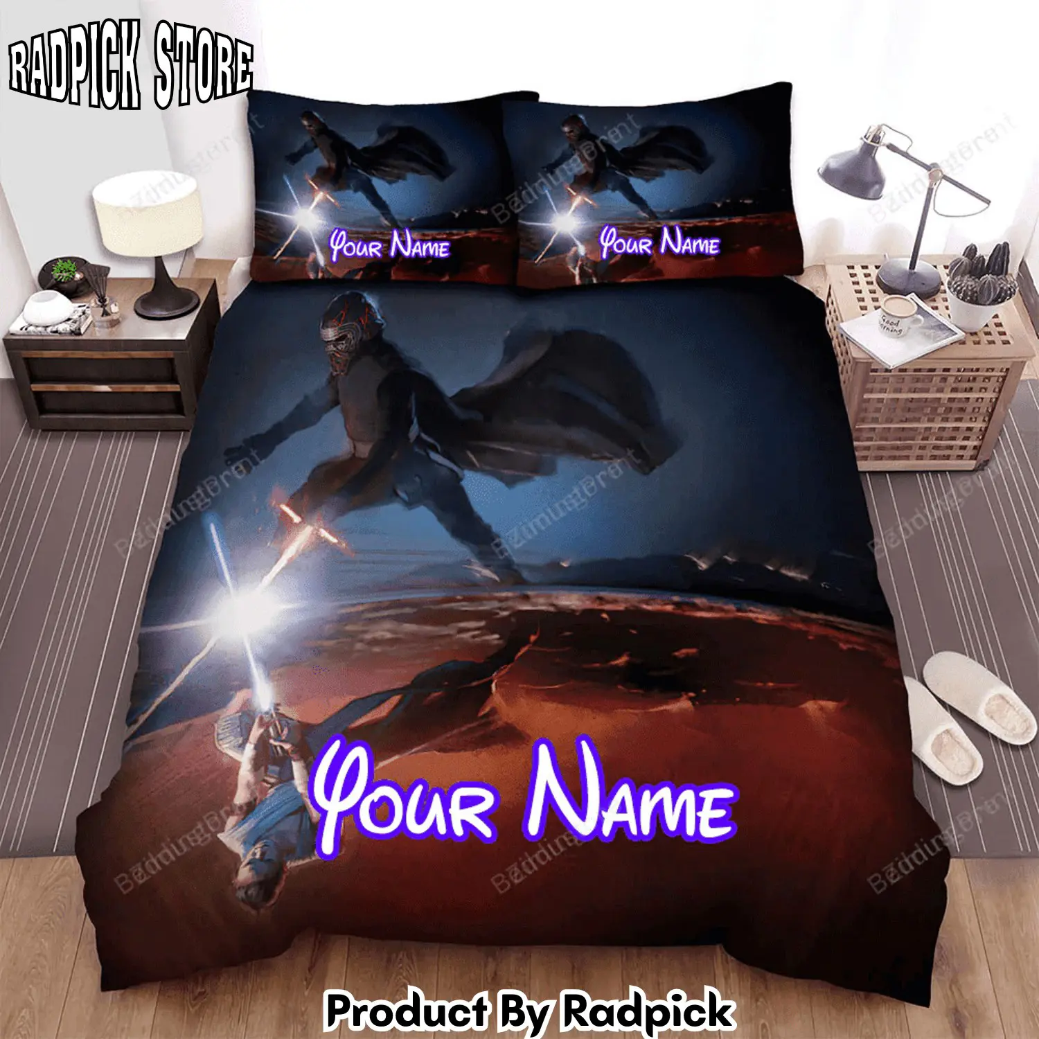 Radpick star wars episode ix the rise of skywalker two people fight by sword movie scene picture bed sheets duvet cover personalized name bedding sets rp3271919